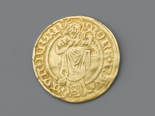 Goudgulden van Franeker met afbeelding van St. Johannes met paaslam